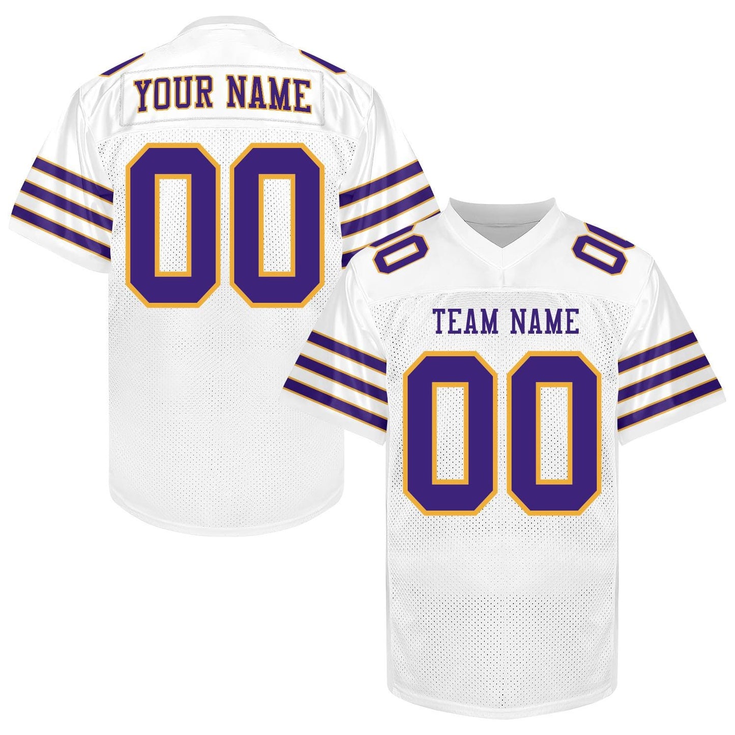 Personalized Purple and Gold Football Jersey Printed Name Number Logo, Custom Football Shirt Men Women Youth Kid, Practice Football Uniforms