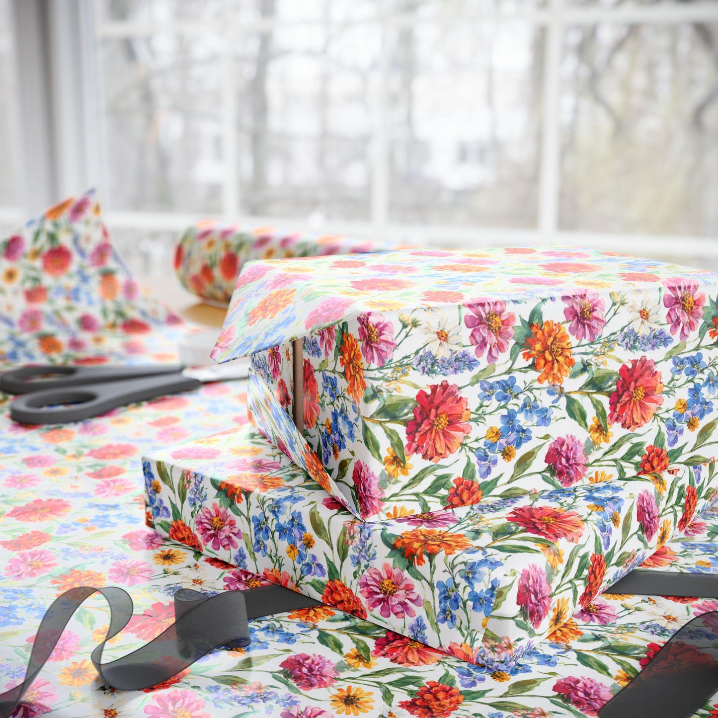 Rustic Wildflower Gift Wrap for Bridesmaid Proposal | Boho Wedding Party Wrapping Paper for Nature Inspired Gifts