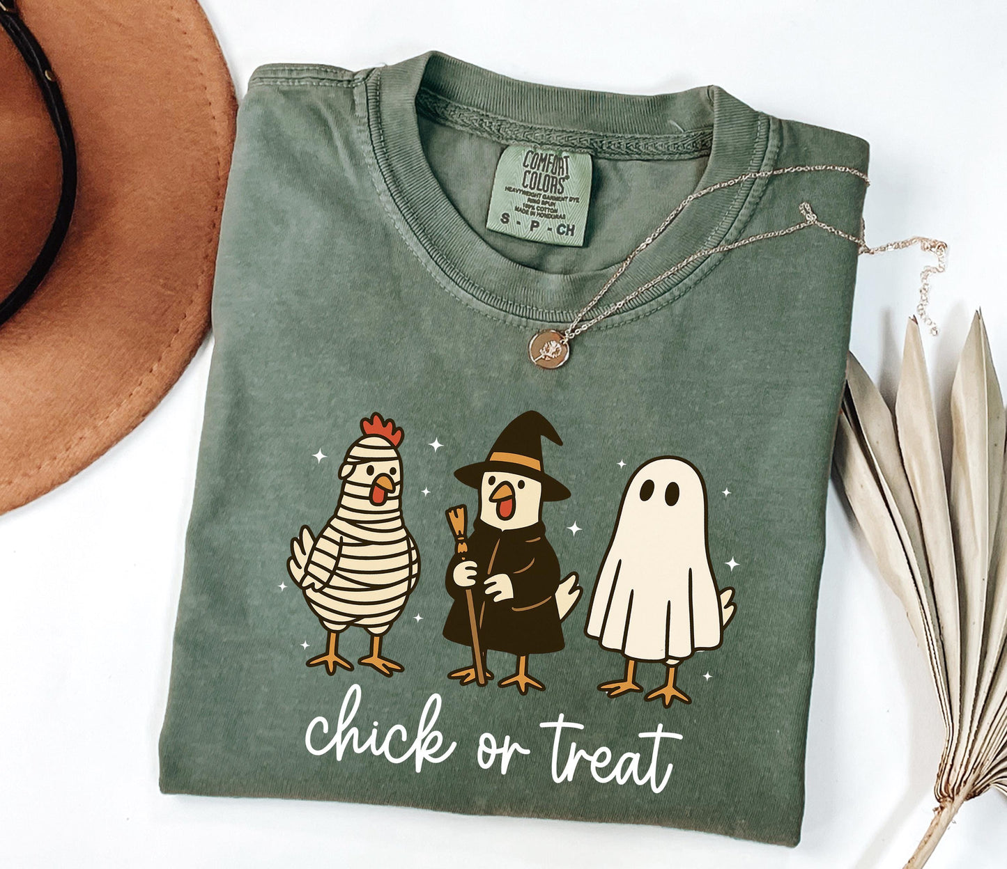 Comfort Colors® Chick Or Treat Shirt,Halloween Shirt, Funny Halloween Tshirt, Cute Halloween, Fall Chicken Shirt Trick Or Treat
