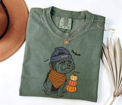 Comfort Colors® Halloween Dog Shirt, Boo Hat Black Dog Shirt, Cute Pumpkin Fall Pet Shirt, Cute Dog in Halloween Costume, Cute Halloween Dog