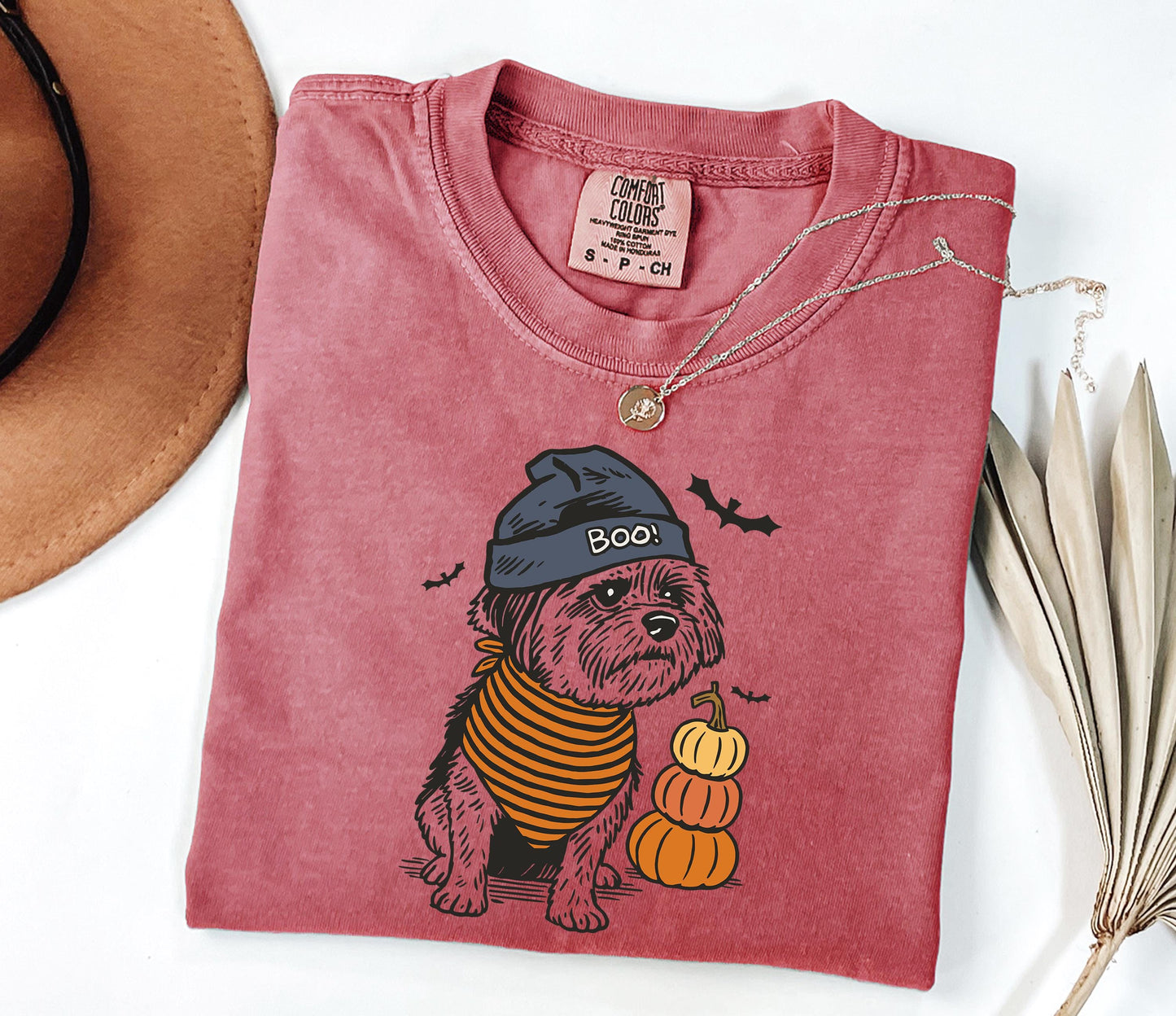 Comfort Colors® Halloween Dog Shirt, Boo Hat Black Dog Shirt, Cute Pumpkin Fall Pet Shirt, Cute Dog in Halloween Costume, Cute Halloween Dog