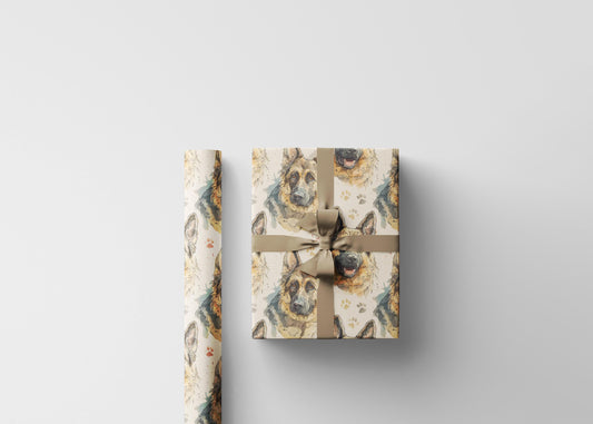 German Shepherd Dog Lover Wrapping Paper Roll, Festive Gift Wrap with GSD Art for Holiday Gifting, Birthdays, and Pet Events #11