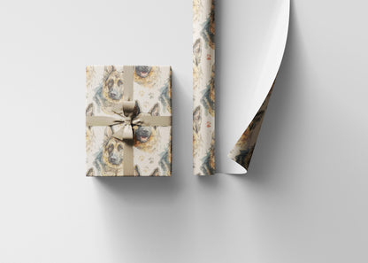 German Shepherd Dog Lover Wrapping Paper Roll, Festive Gift Wrap with GSD Art for Holiday Gifting, Birthdays, and Pet Events #11