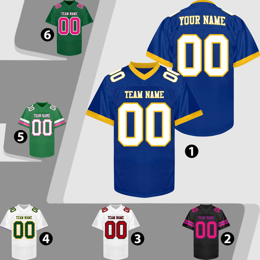 Custom Royal Football Jersey Men Women Youth Kid, Royal Gold Football Jersey Shirt Name Number Logo, Game Day Outfit American Football Fan