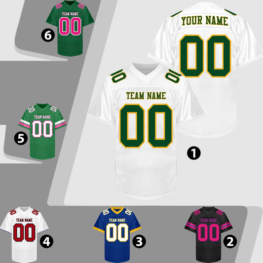 Custom White Football Jersey Men Women Youth Kid, White Green Yellow Football Shirts Sports Uniform Name Number Logo Uniform Fan Gift Outfit