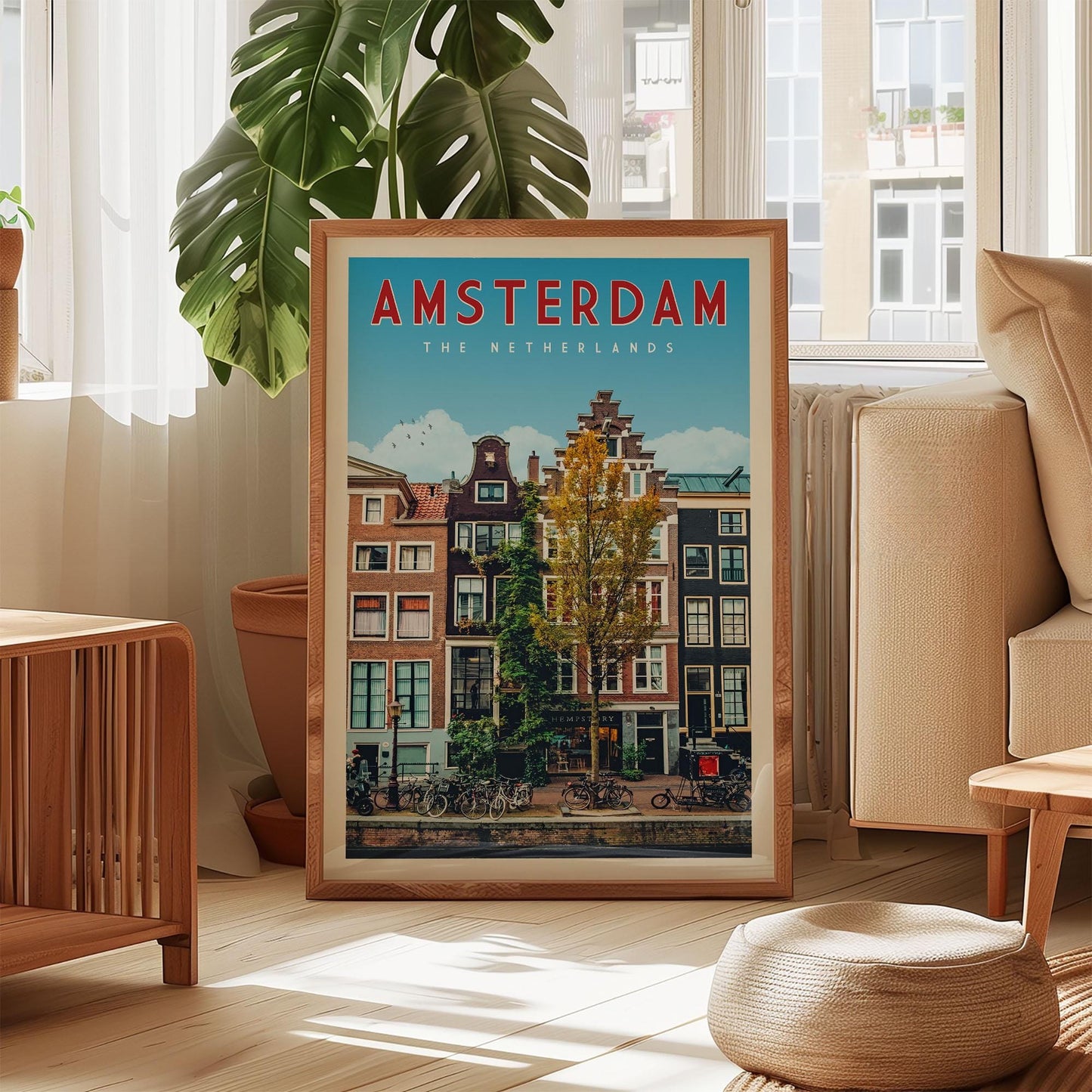 Amsterdam Art Print, Holland Poster, Amsterdam Travel Poster, Amsterdam Gift, The Netherlands Gift, Netherlands Poster, Skyline City Art