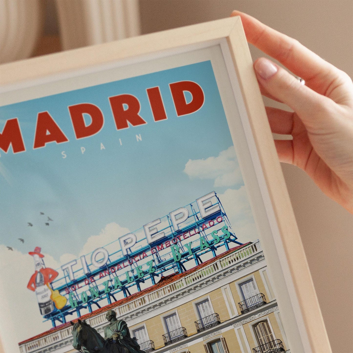 Madrid Poster, Spain Art Prints, Madrid Wall Art, Madrid Print, Puerta Del Sol Print, Spanish Art, Madrid Travel Poster, Vintage Spain