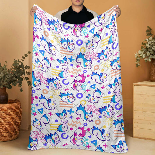 Pachirisu Fleece Blanket, Cute Squirrel Throw Blanket, Soft Cozy Cotton Baby Blanket, Colorful Bedding Decor, Pachirisu Blanket Gifts