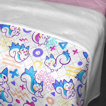Pachirisu Fleece Blanket, Cute Squirrel Throw Blanket, Soft Cozy Cotton Baby Blanket, Colorful Bedding Decor, Pachirisu Blanket Gifts