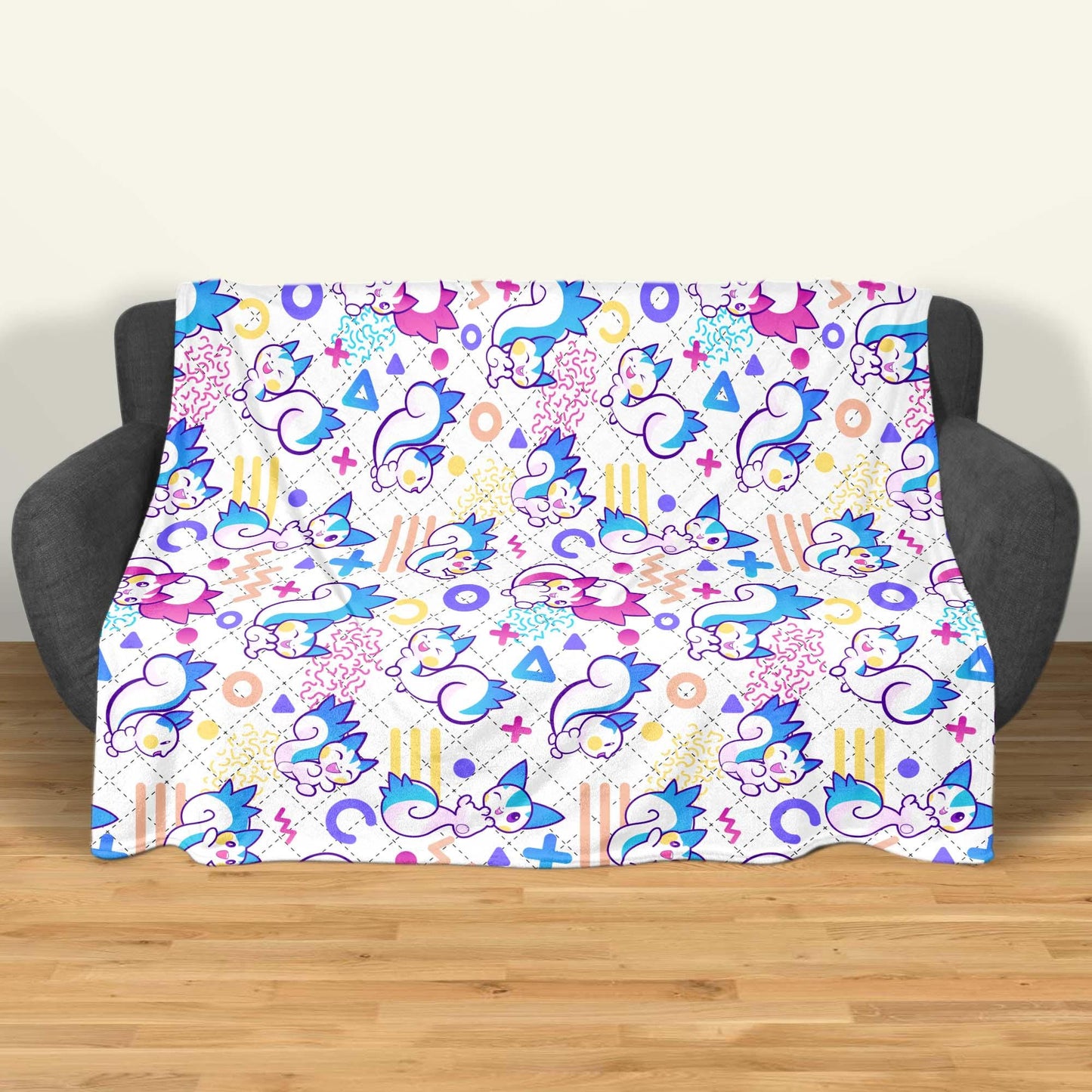 Pachirisu Fleece Blanket, Cute Squirrel Throw Blanket, Soft Cozy Cotton Baby Blanket, Colorful Bedding Decor, Pachirisu Blanket Gifts