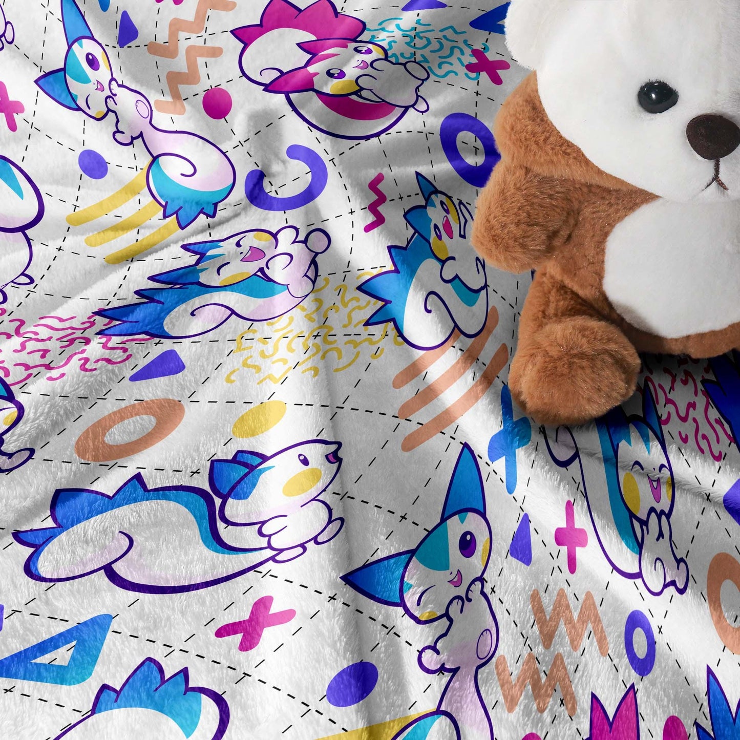Pachirisu Fleece Blanket, Cute Squirrel Throw Blanket, Soft Cozy Cotton Baby Blanket, Colorful Bedding Decor, Pachirisu Blanket Gifts