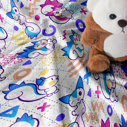 Pachirisu Fleece Blanket, Cute Squirrel Throw Blanket, Soft Cozy Cotton Baby Blanket, Colorful Bedding Decor, Pachirisu Blanket Gifts