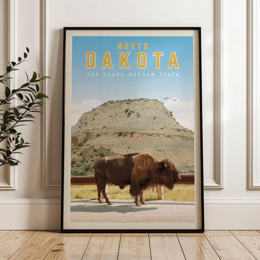 North Dakota Travel Poster, North Dakota Print, North Dakota Wall Art, North Dakota Vintage Travel Art,  Theodore Roosevelt National Park