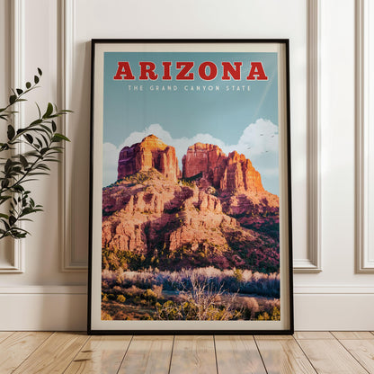 Arizona Print, Arizona Travel Poster, Arizona Wall Art, Arizona Gift, Southwest Decor Print, Arizona State Map, Grand Canyon