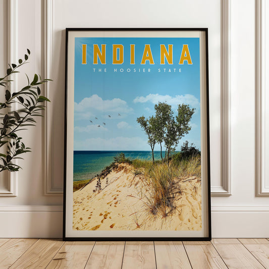 Indiana Poster, Indiana Print, Indiana State Wall Art, Retro Indiana Home Decor, Vintage Indiana Photo, Indiana Gift