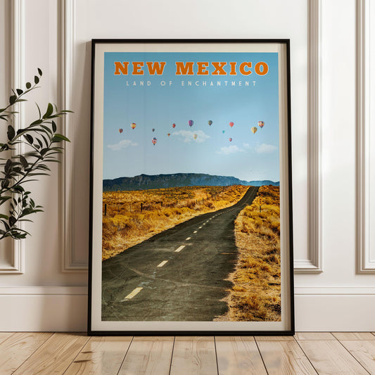 New Mexico Wall Art, New Mexico Poster, New Mexico Gift, Vintage Southwest Decor, New Mexico Print, New Mexico Map, Albuquerque Gifts
