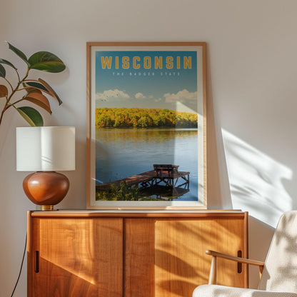 Wisconsin Travel Poster, Wisconsin Art Print, Wisconsin Gift, Wisconsin Wall Art, Wisconsin Home Decor, Retro Wisconsin Canvas