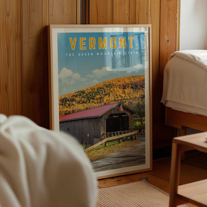 Vermont Travel Poster, Vermont Art Print, Vermont Gift, Vermont Wall Art, Vermont Home Decor, Retro Vermont Canvas