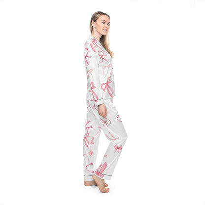 Custom pajamas set Chic bow Women's Satin Pajamas with Bow Design, Luxurious Sleepwear, Perfect for Gift Giving, Loungewear, Cozy Nights