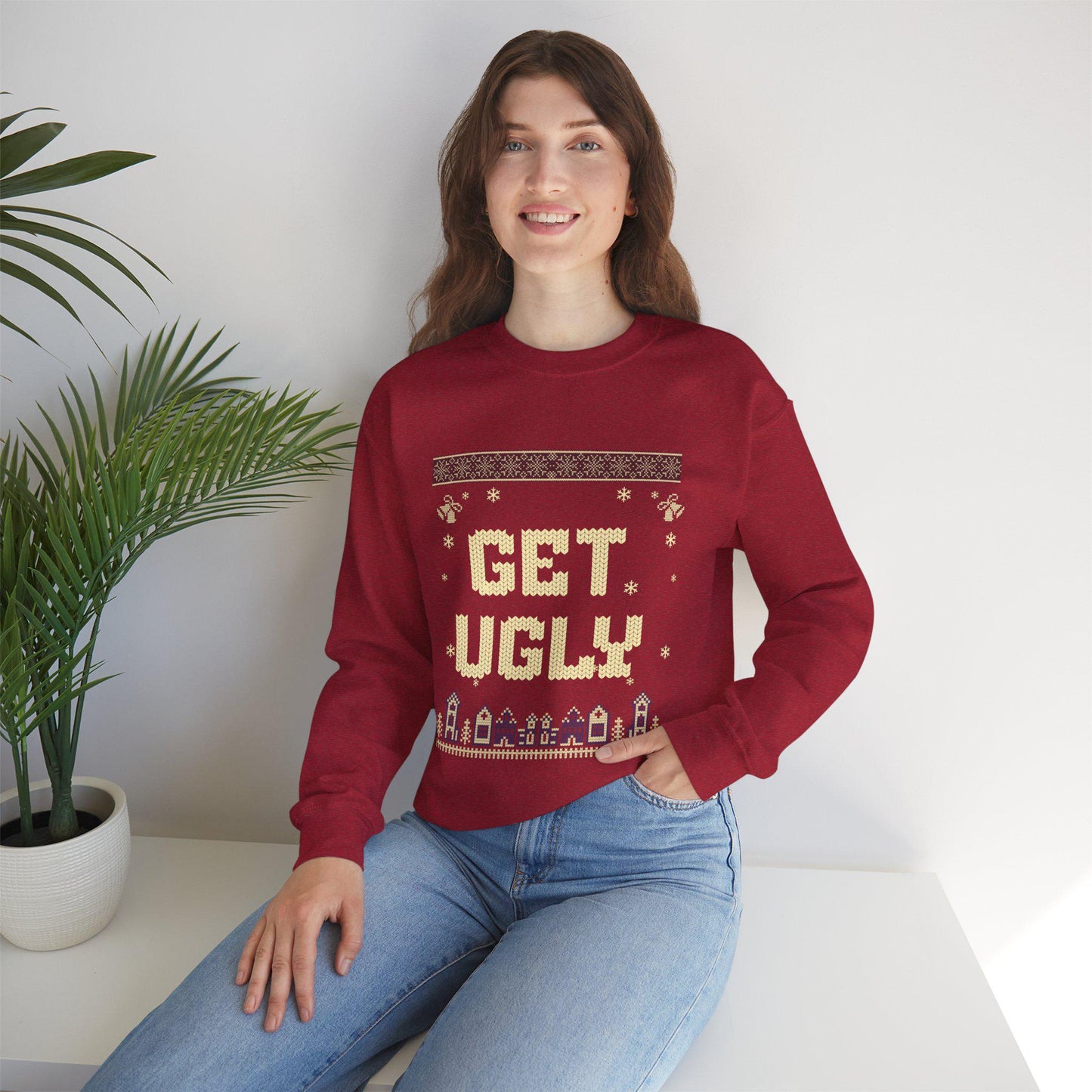 Get Ugly Sweatshirt, Cozy Sweatshirt, Funny Sweatshirt, Gift for Her or Him, Christmas Sweatshirt, Ugly Christmas
