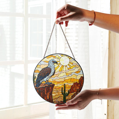 Eagle desert canyon art suncatcher stained glass window decor gift for Independence Day or dad