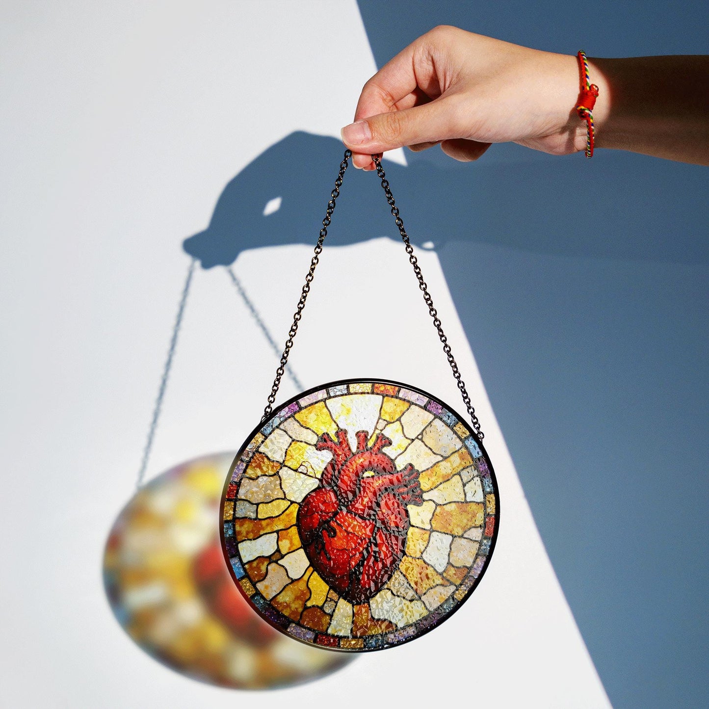 Anatomical Heart Art Glass Suncatcher Window Decor Unique Gift for Medical Student or Valentine's Day
