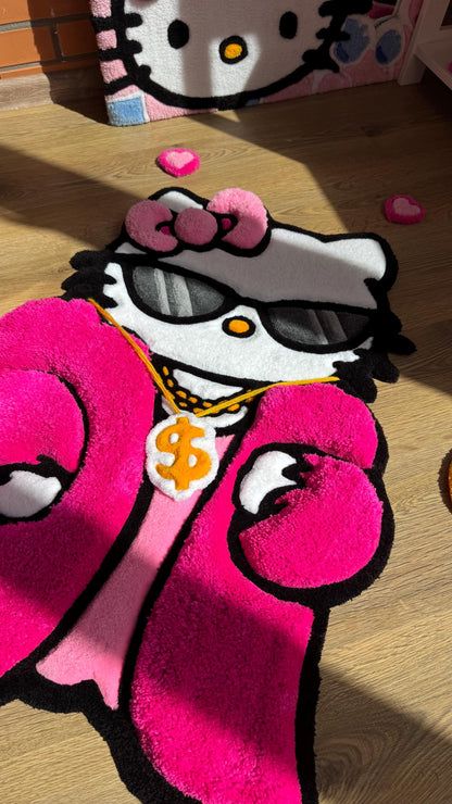 Old Money Kitty Rug – Custom 3D Puffy Tufted Carpet, Fluffy Handmade Cute Gift, Kawaii Decor for Girls Room or Aesthetic Bedroom