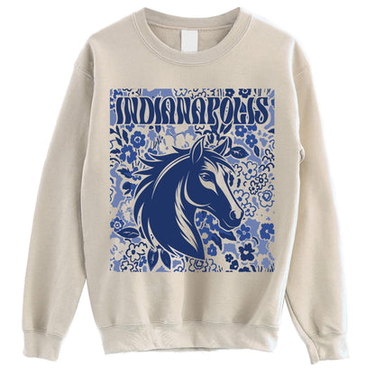 Indianapolis Team Mascot Shirt, Floral Spirit Mascot Sweatshirt, Game Day Tee, Abstract Flower Football Sports Shirt, Cheerleader Gift Shirt