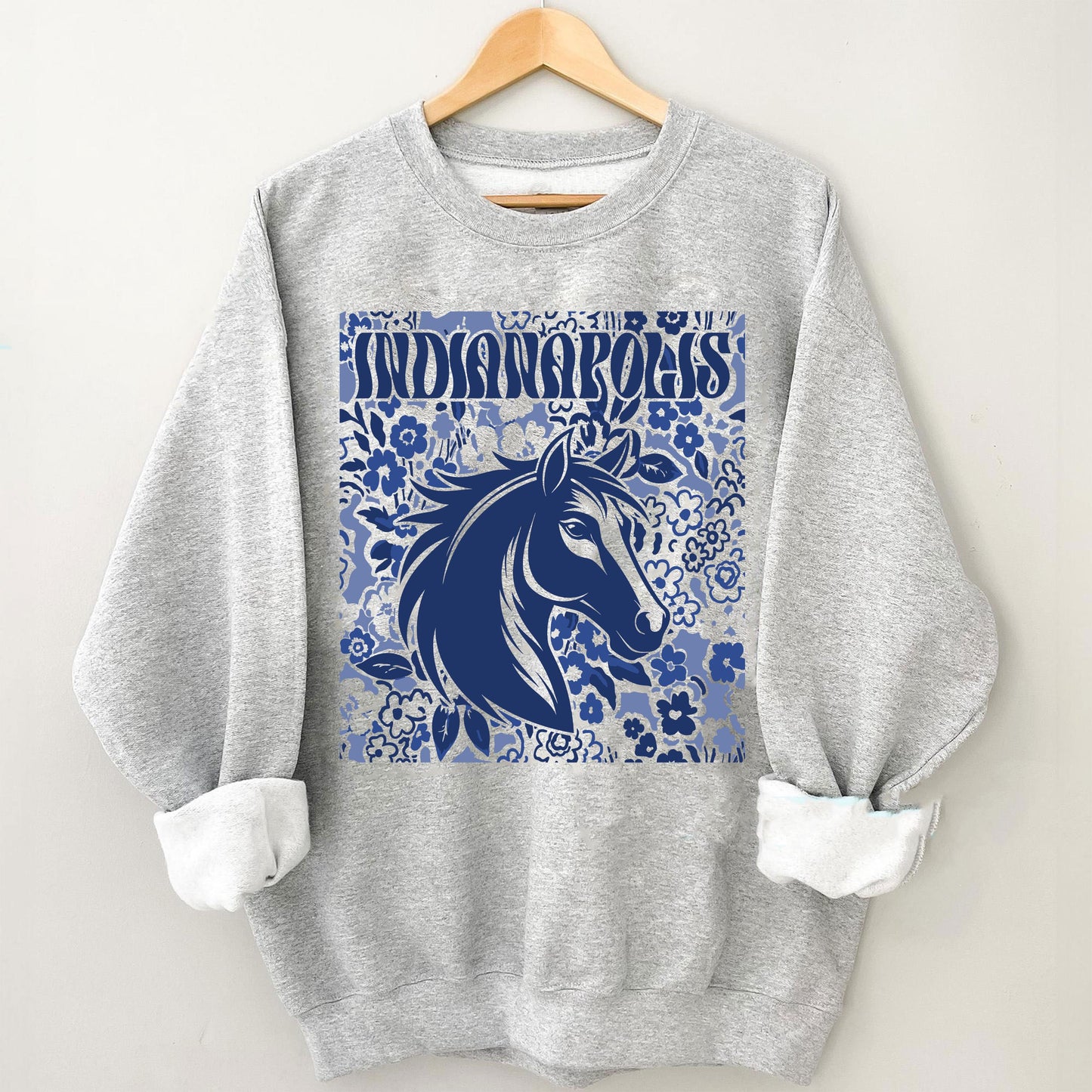 Indianapolis Team Mascot Shirt, Floral Spirit Mascot Sweatshirt, Game Day Tee, Abstract Flower Football Sports Shirt, Cheerleader Gift Shirt