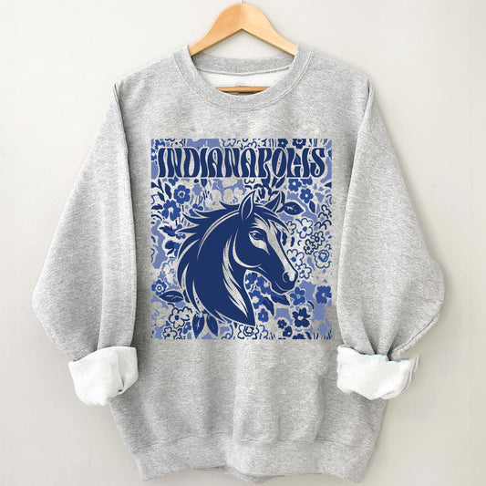 Indianapolis Team Mascot Shirt, Floral Spirit Mascot Sweatshirt, Game Day Tee, Abstract Flower Football Sports Shirt, Cheerleader Gift Shirt