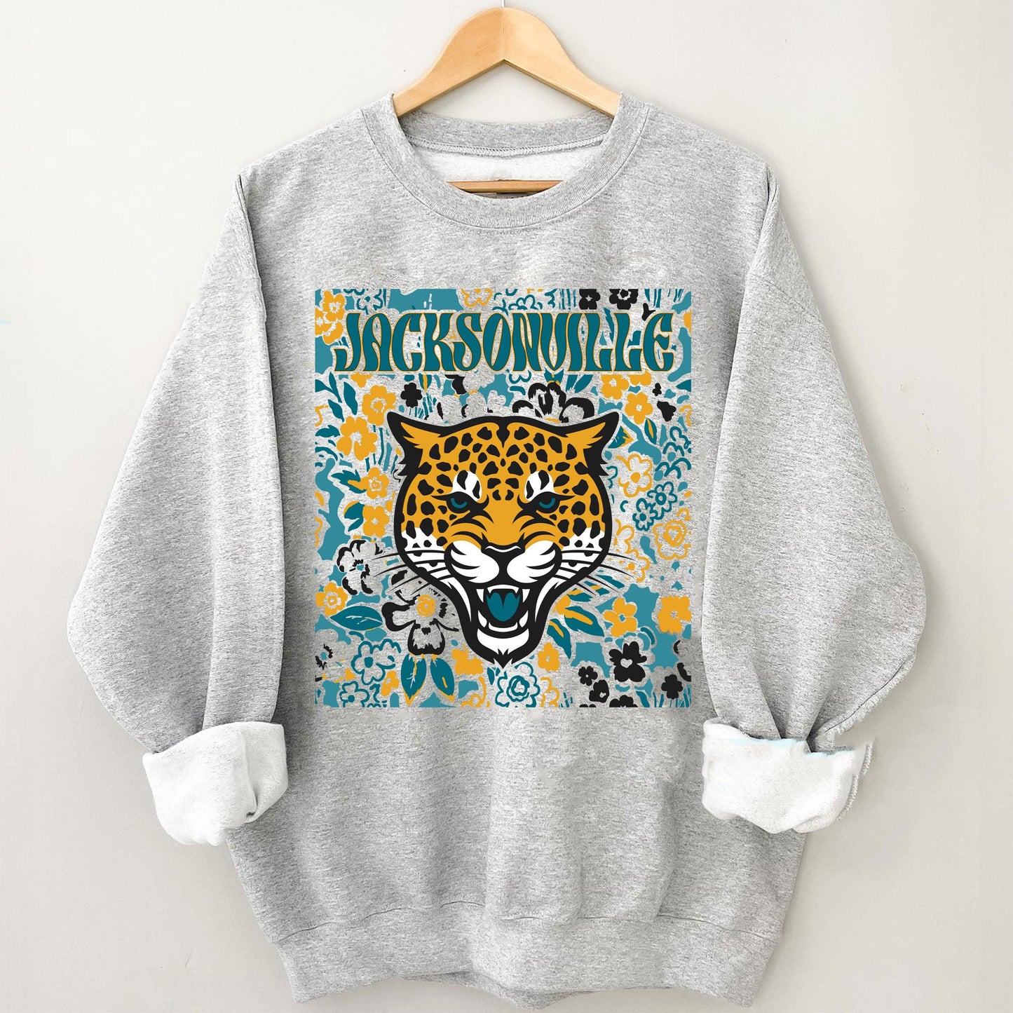 Jacksonville Team Mascot Shirt, Floral Spirit Mascot Sweatshirt, Game Day Tee, Abstract Flower Football Sports Shirt, Cheerleader Gift Shirt