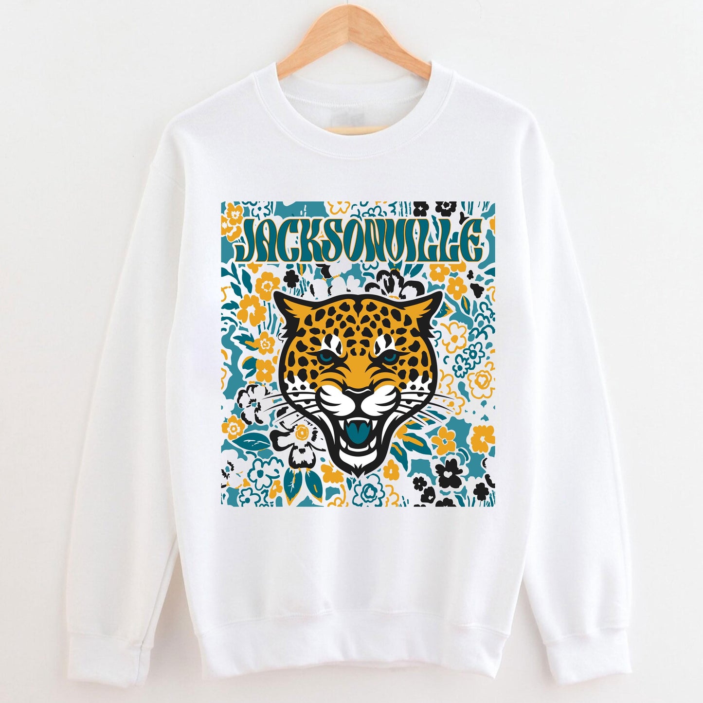 Jacksonville Team Mascot Shirt, Floral Spirit Mascot Sweatshirt, Game Day Tee, Abstract Flower Football Sports Shirt, Cheerleader Gift Shirt