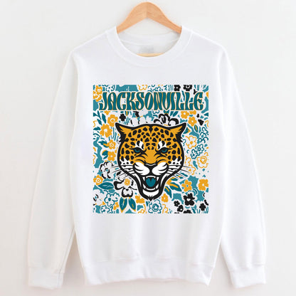 Jacksonville Team Mascot Shirt, Floral Spirit Mascot Sweatshirt, Game Day Tee, Abstract Flower Football Sports Shirt, Cheerleader Gift Shirt