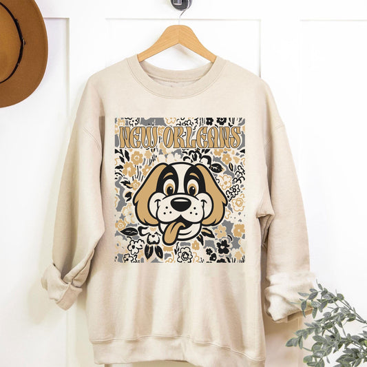 New Orleans Team Mascot Shirt, Floral Spirit Mascot Sweatshirt, Game Day Tee, Abstract Flower Football Sports Shirt, Cheerleader Gift Shirt