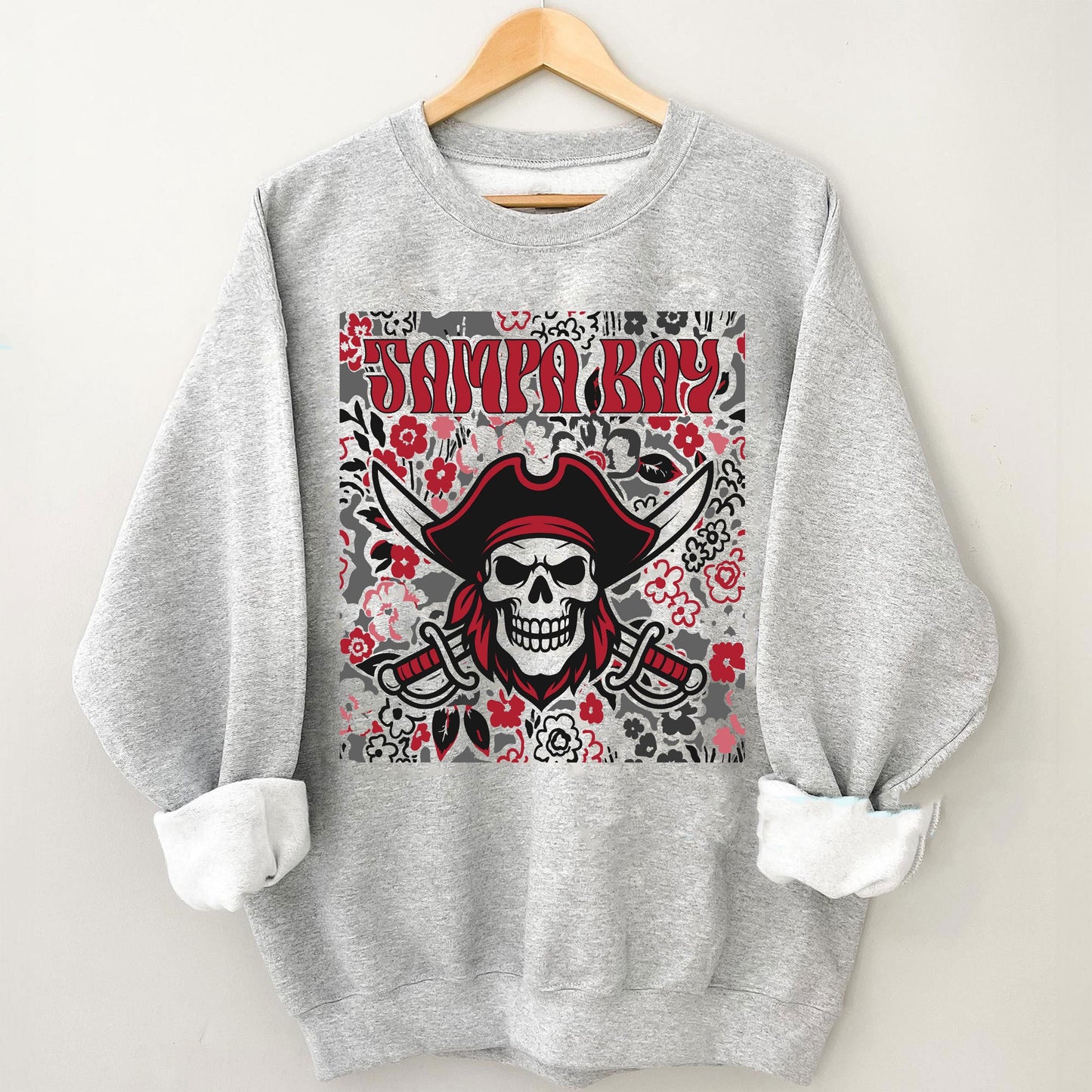 Tampa Bay Team Mascot Shirt, Floral Spirit Mascot Sweatshirt, Game Day Tee, Abstract Flower Football Sports Shirt, Cheerleader Gift Shirt