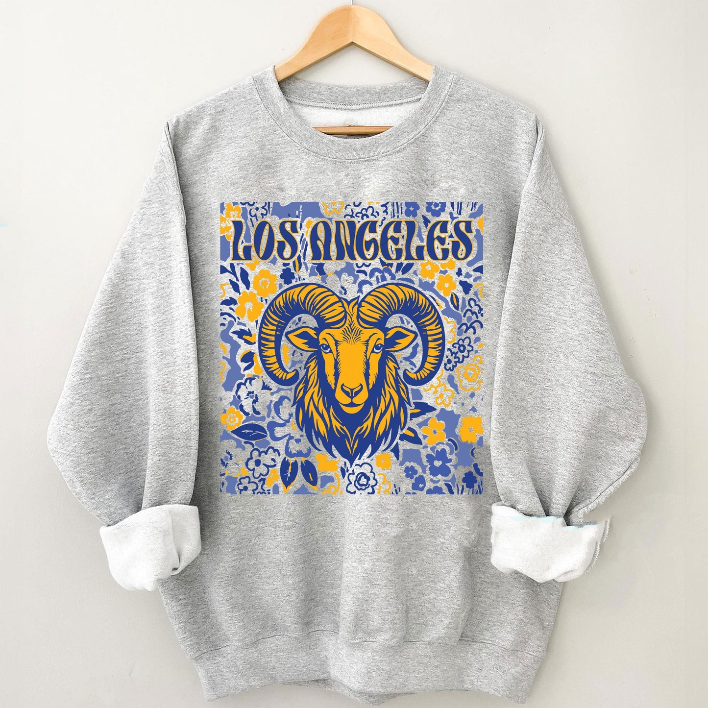 Los Angeles Team Mascot Shirt, Floral Spirit Mascot Sweatshirt, Game Day Tee, Abstract Flower Football Sports Shirt, Cheerleader Gift Shirt