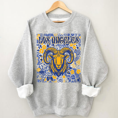 Los Angeles Team Mascot Shirt, Floral Spirit Mascot Sweatshirt, Game Day Tee, Abstract Flower Football Sports Shirt, Cheerleader Gift Shirt