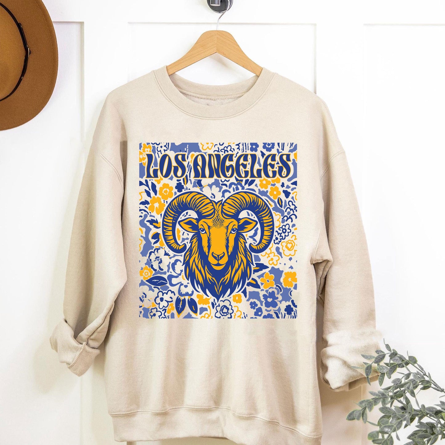 Los Angeles Team Mascot Shirt, Floral Spirit Mascot Sweatshirt, Game Day Tee, Abstract Flower Football Sports Shirt, Cheerleader Gift Shirt