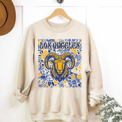 Los Angeles Team Mascot Shirt, Floral Spirit Mascot Sweatshirt, Game Day Tee, Abstract Flower Football Sports Shirt, Cheerleader Gift Shirt