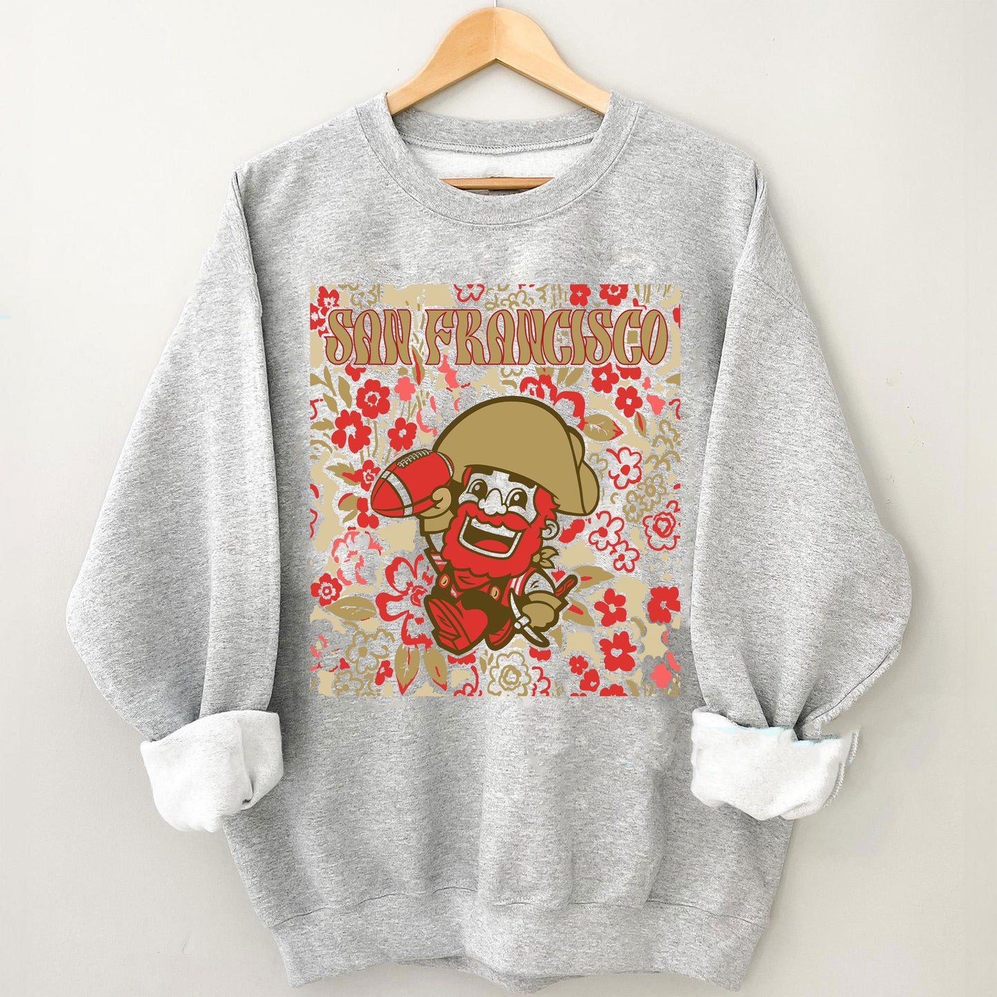 San Francisco Team Mascot Shirt, Floral Spirit Mascot Sweatshirt, Game Day Tee, Abstract Flower Football Sport Shirt, Cheerleader Gift Shirt