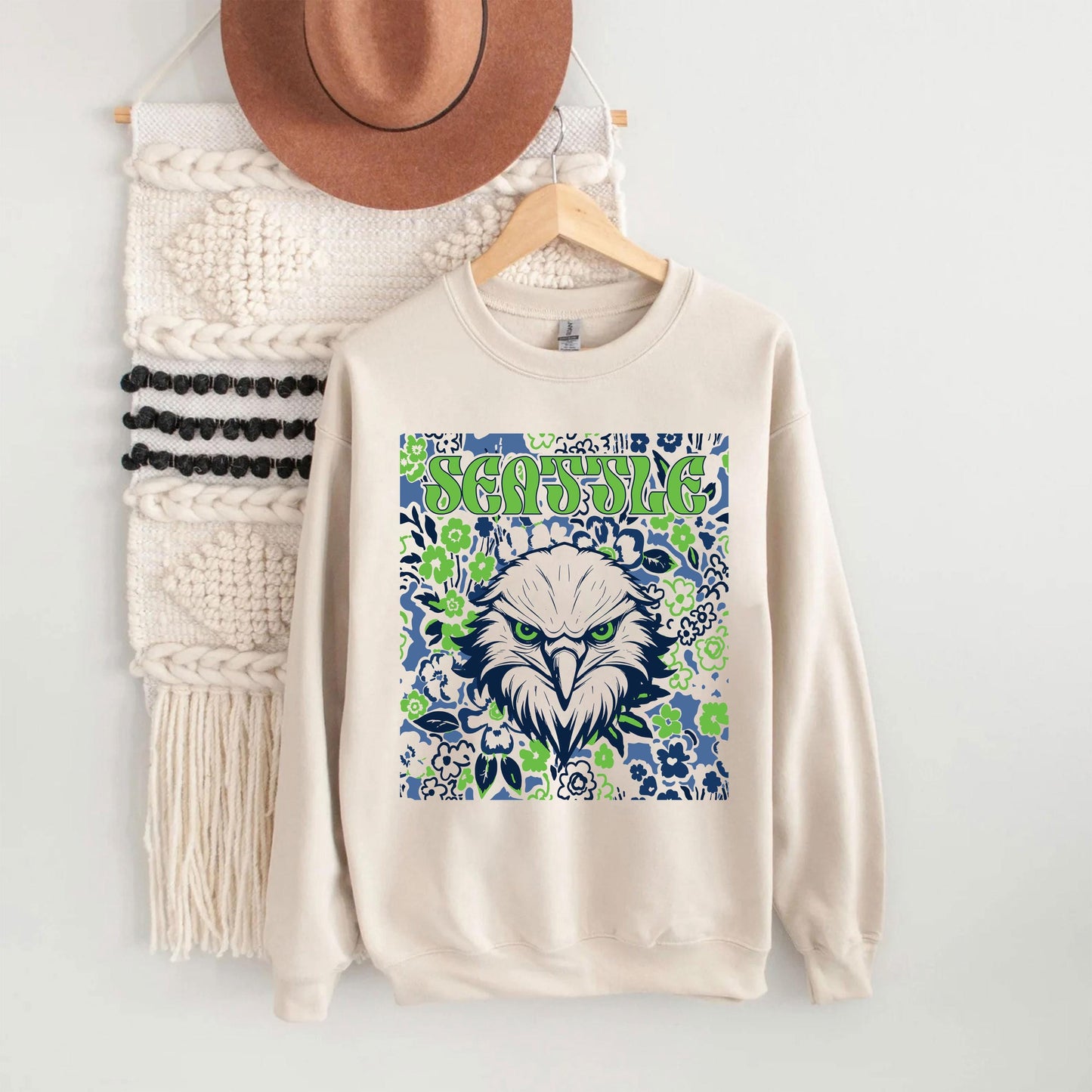 Seattle Team Mascot Shirt, Floral Spirit Mascot Sweatshirt, Game Day Tee, Abstract Flower Football Sports Shirt, Cheerleader Gift Shirt