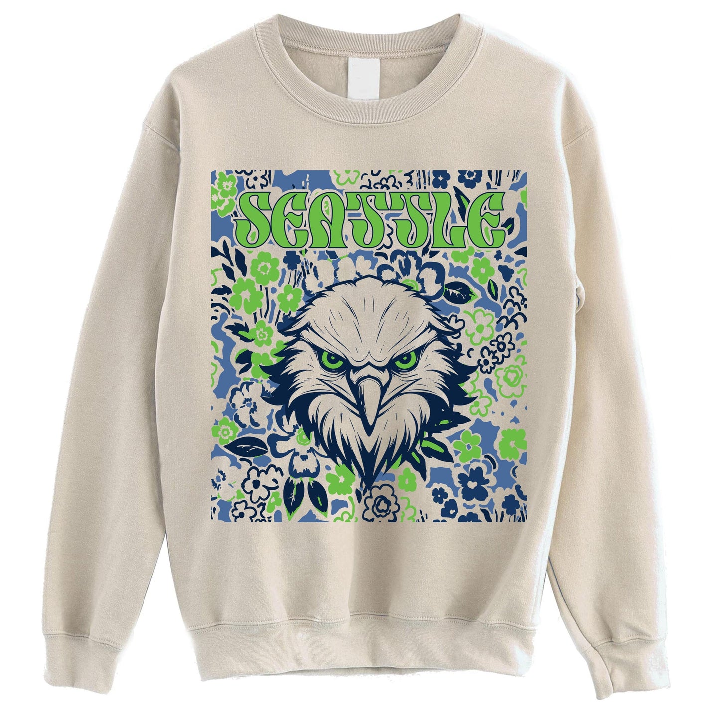 Seattle Team Mascot Shirt, Floral Spirit Mascot Sweatshirt, Game Day Tee, Abstract Flower Football Sports Shirt, Cheerleader Gift Shirt