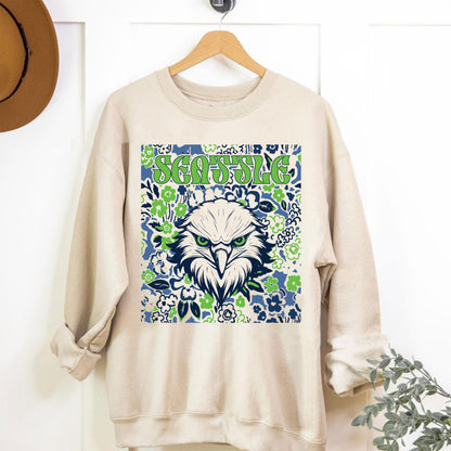 Seattle Team Mascot Shirt, Floral Spirit Mascot Sweatshirt, Game Day Tee, Abstract Flower Football Sports Shirt, Cheerleader Gift Shirt