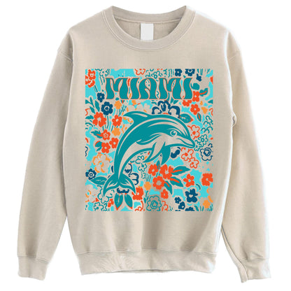 Miami Team Mascot Shirt, Floral Spirit Mascot Sweatshirt, Game Day Tee, Abstract Flower Football Sports Shirt, Cheerleader Gift Shirt