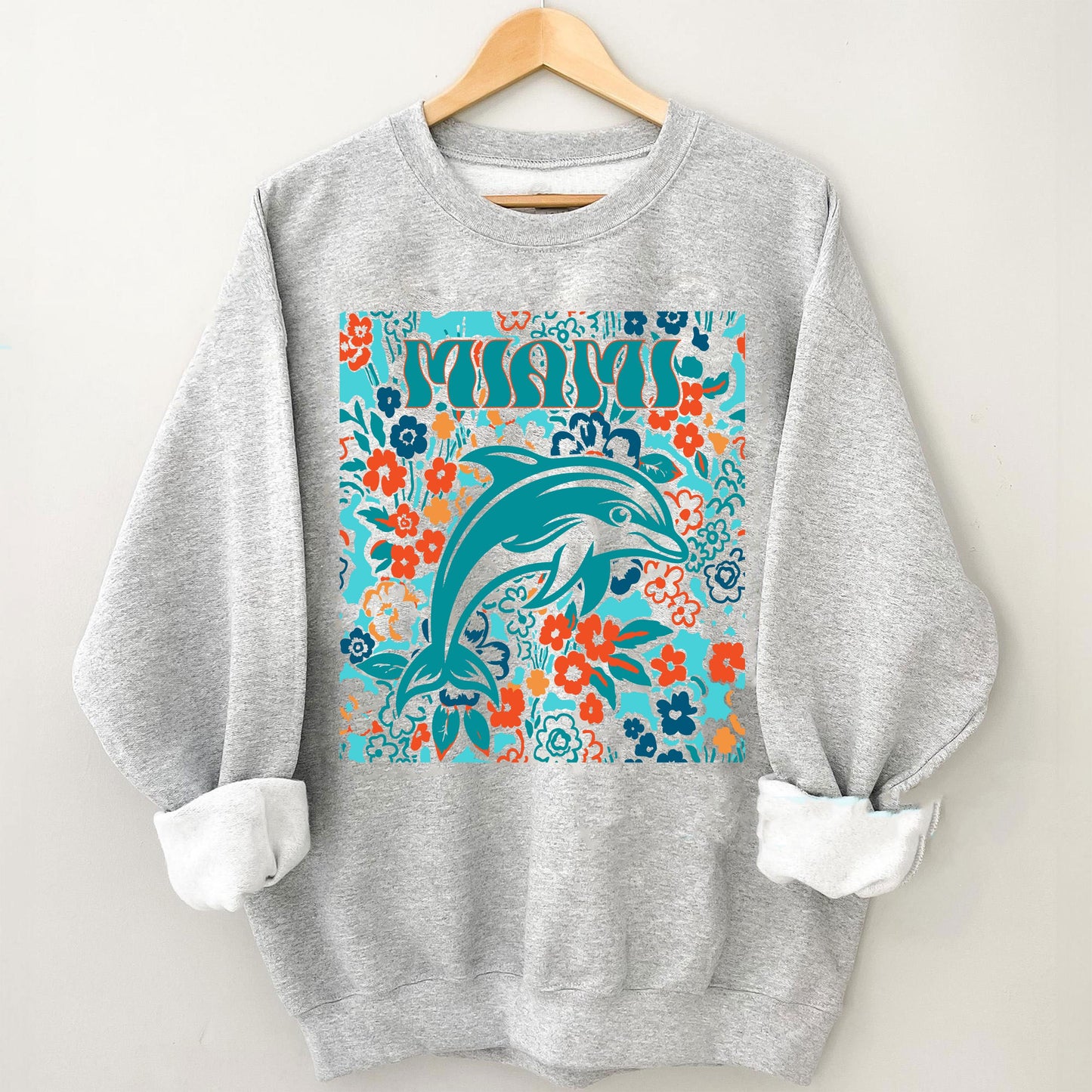 Miami Team Mascot Shirt, Floral Spirit Mascot Sweatshirt, Game Day Tee, Abstract Flower Football Sports Shirt, Cheerleader Gift Shirt