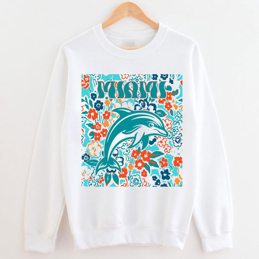 Miami Team Mascot Shirt, Floral Spirit Mascot Sweatshirt, Game Day Tee, Abstract Flower Football Sports Shirt, Cheerleader Gift Shirt