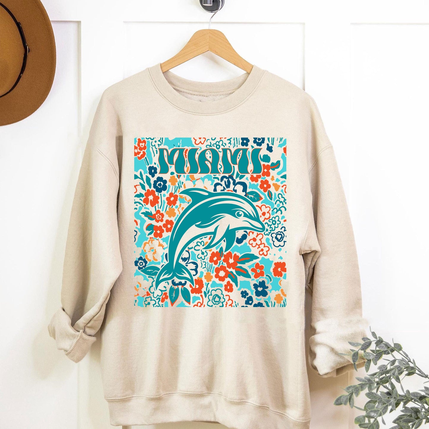 Miami Team Mascot Shirt, Floral Spirit Mascot Sweatshirt, Game Day Tee, Abstract Flower Football Sports Shirt, Cheerleader Gift Shirt