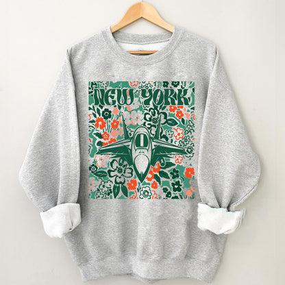 New York Team Mascot Shirt, Floral Spirit Mascot Sweatshirt, Game Day Tee, Abstract Flower Football Sports Shirt, Cheerleader Gift Shirt