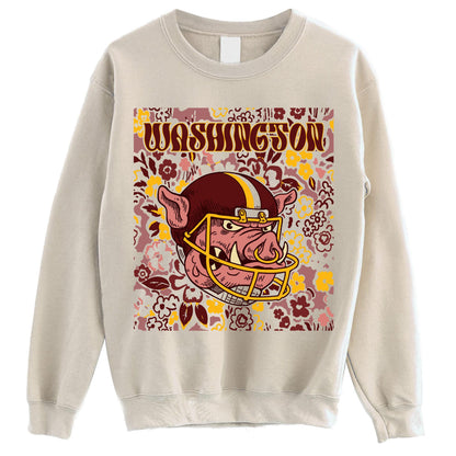 Washington Team Mascot Shirt, Floral Spirit Mascot Sweatshirt, Game Day Tee, Abstract Flower Football Sports Shirt, Cheerleader Gift Shirt