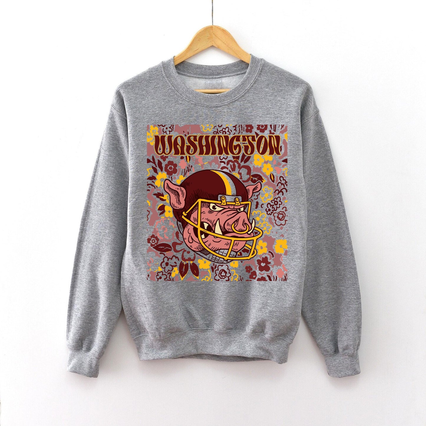 Washington Team Mascot Shirt, Floral Spirit Mascot Sweatshirt, Game Day Tee, Abstract Flower Football Sports Shirt, Cheerleader Gift Shirt